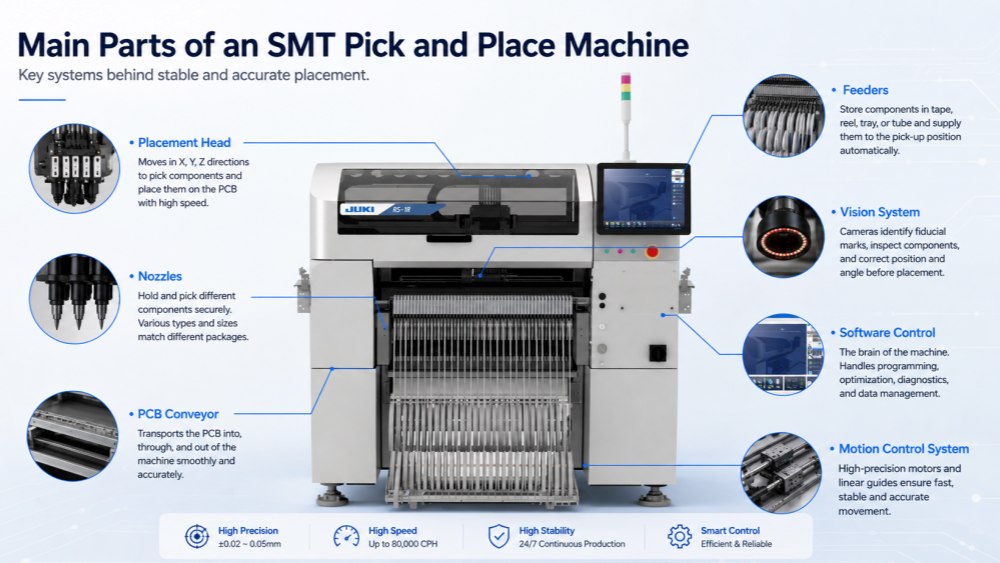 Main Parts of SMT Pick and Place Machine חלקים עיקריים של SMT Pick and Place Machine